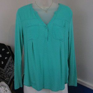 Merona High-Low V-Neck Henley Roll-Tab Sleeve Top